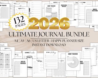 2026 Ultimative Journal Bündel: Gewohnheit & Ziel-Tracker (druckbare PDF)