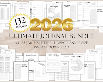 2026 Ultimate Journal Bundle: 132 Printable Pages (PDF Planner)