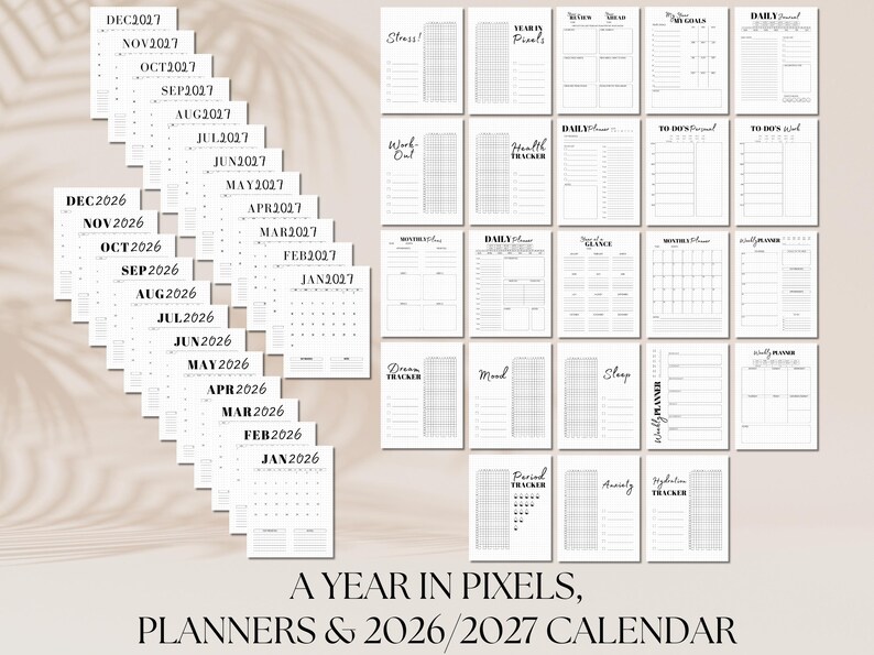 2026 Printable Bullet Journal, Habit & Mood Trackers (PDF Download) image 5