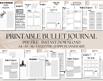 Printable Bullet Journal Templates, Habit & Mood Trackers (PDF Download)