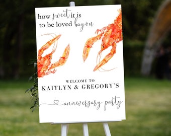 Crawfish Boil Sign, Crawfish Boil Anniversary Welcome Sign, Crawfish Boil Decorations, Crawfish Boil Party, EDITABLE, Seafood Boil, BL27