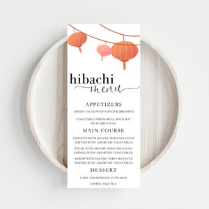 Hibachi-Menü, Hibachi-Party-Menü, Hibachi-Abendmenü, Hibachi-Party, Hibachi-Abendmenükarte, Hibachi-Geburtstags-Abendmenü, EDITABLE, BL24