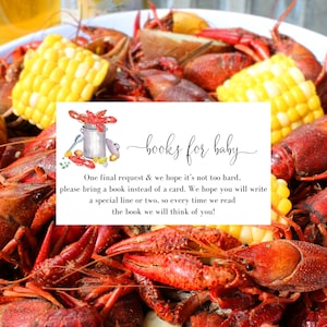 Crawfish Boil Baby Shower, Crawfish Boil Invitiation, Seafood Boil Invitation, Books for Baby Card, INSTANT DOWNLOAD, EDITABLE, BL04
