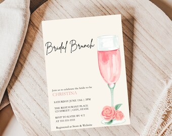 Bridal Brunch Invitation, Bridal Brunch Invitation Download, Brunch Bridal Shower, Bridal Shower Brunch Invite, Blush Bridal Shower, BL35