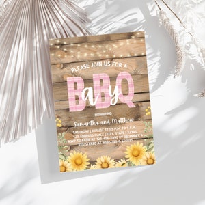 BabyQ-inbjudan rosa, babyshowerinbjudan för par baby Q, baby Q-inbjudan rosa, baby Q-babyshowerinbjudan, baby Q-solrosinbjudan bild 4