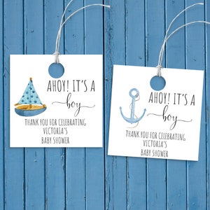 Ahoy It&#39;s A Boy Thank You Tags, Ahoy Its A Boy Party Favors, Ahoy Its A Boy Baby Shower Decor, Ahoy Its A Boy Thank You, BL13