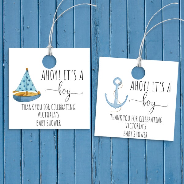 Ahoy It's A Boy Thank You Tags, Ahoy Its A Boy Party Favors, Ahoy Its A Boy Baby Shower Decor, Ahoy Its A Boy Thank You, BL13