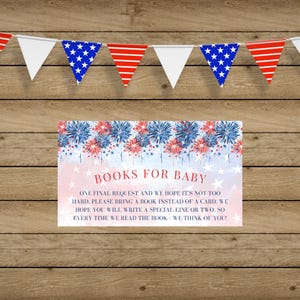 Rot, Weiß und Due Baby Shower Bücher für Baby Karte, 4. Juli Baby Shower, Baby Q Bücher für Baby, Rot, Weiß und Due Bücher für Baby