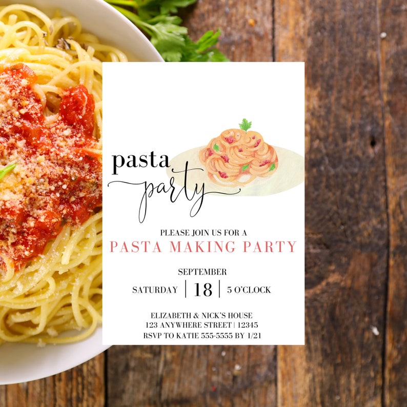 Pasta Making Party Invitation, Cooking Class Invitation, Pasta Making