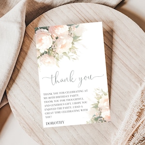 Danksagungskarten zum 80. Geburtstag, Danke, dass Ihr meinen Geburtstag mit mir gefeiert habt, Dankeskarten zum 80. Geburtstag, Dankeskarten mit Blumenmuster