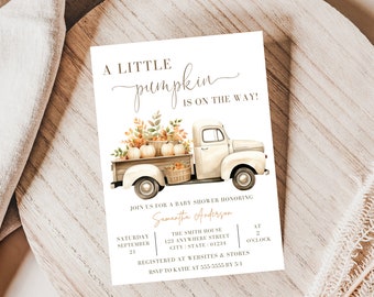 A Little Pumpkin Is On The Way Invitation, Little Pumpkin On The Way Baby Shower Invite, Fall Baby Shower Invitation, Fall Baby Shower Theme