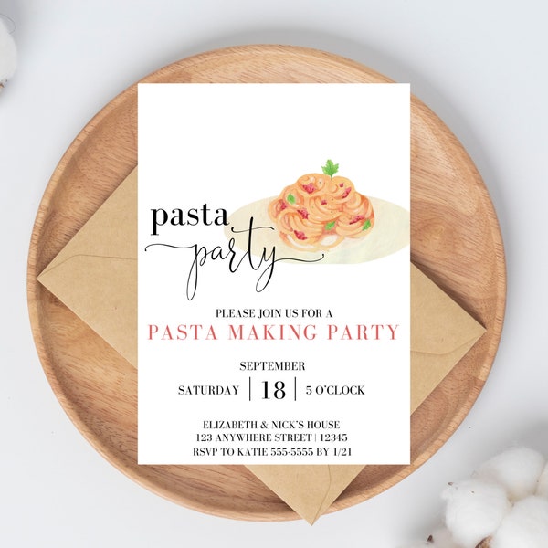Pasta Making Party Invitation, Cooking Class Invitation, Pasta Making Class Invitation, EDITABLE, INSTANTdownload, Cooking Party Invitation