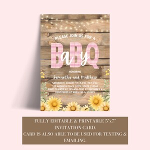 BabyQ-inbjudan rosa, babyshowerinbjudan för par baby Q, baby Q-inbjudan rosa, baby Q-babyshowerinbjudan, baby Q-solrosinbjudan bild 6