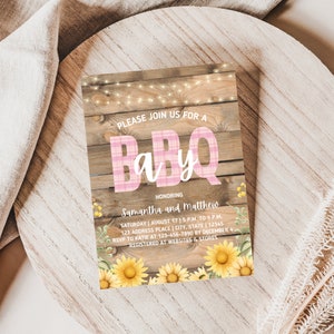 BabyQ-inbjudan rosa, babyshowerinbjudan för par baby Q, baby Q-inbjudan rosa, baby Q-babyshowerinbjudan, baby Q-solrosinbjudan bild 2
