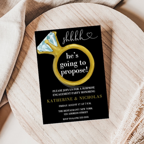 Surprise Engagement Party Invitation, Surprise Proposal Invite, Engagement Party Invite, Engagement Celebration, Just Engaged, EDITABLE