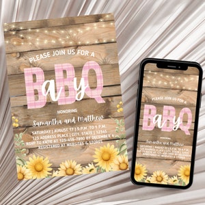 BabyQ-inbjudan rosa, babyshowerinbjudan för par baby Q, baby Q-inbjudan rosa, baby Q-babyshowerinbjudan, baby Q-solrosinbjudan bild 5