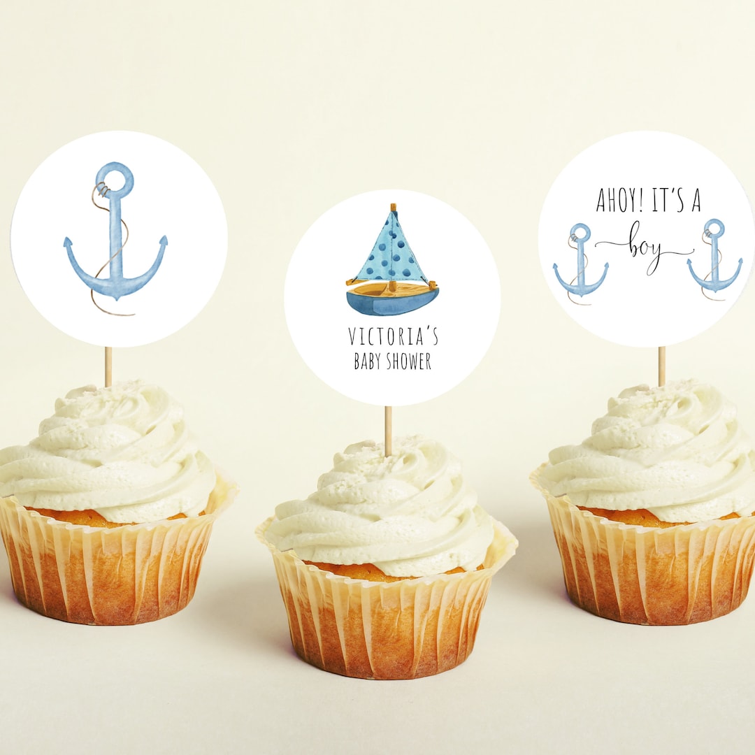 Ahoy It’s A Boy | Acrylic Cake Topper Set. Baby Shower. main image 1