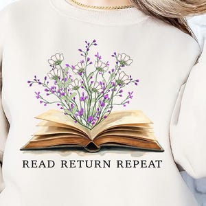 Read return repeat png, leesboeken, inspirerende citaten om af te drukken, motiverend, zelfliefde, denk positief, wilde bloemen, bloemdessin