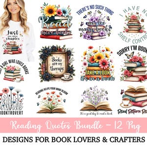 Lesebücher Bundle PNG, Inspirierende Zitate zum Drucken, Motivation, Selbstliebe, Positiv denken, Glück, psychische Gesundheit, Wildblumen png