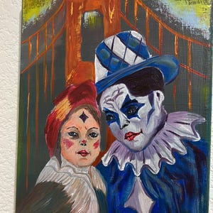 Circus in San Francisco. Original oil painting. 10/8 inches