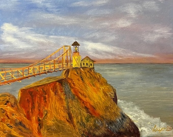 Point Bonita Lighthouse Oil Painting: California Coastal Seascape 16x20