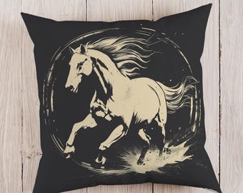 Funda de almohada de caballo salvaje, funda de almohada de caballo al galope, funda de almohada ecuestre, funda de almohada para amantes de los caballos, funda de almohada decorativa, caballos