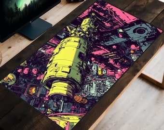 Space Ship Engine Room Desk Mat, Starship Internals Desk Topper, Sci Fi Mousepad, Cyberpunk Aesthetic, Futuristic Machinery Laptop Mat, Cool