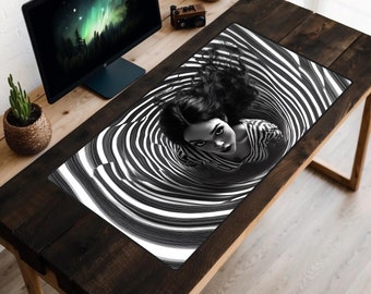 Alice in Wonderland Desk Mat, Down The Rabbit Hole Desk Pad, Through The Looking Glass Desk Topper, Psychedelic Art, Trippy Laptop Mat