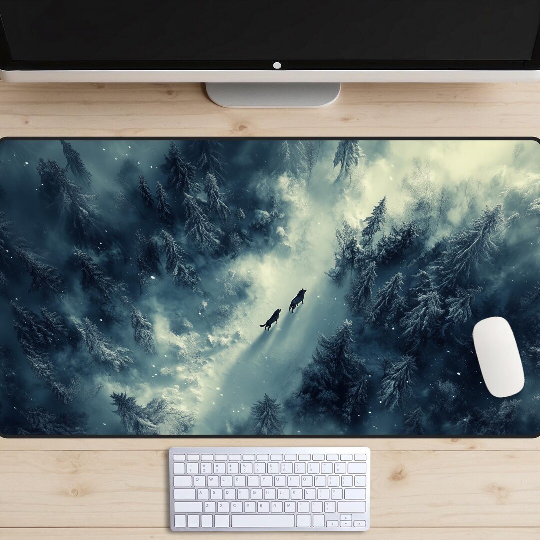 It Only Takes Two to Make A Pack Desk Mat, Wolves in the Forest Desk ...