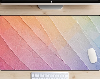 Rainbow Paper Desk Mat, Modern Abstract Desk Topper, Pride Desk Mat, Trendy Workspace, Minimalist Mousepad, Colorful Desk Pad, Aesthetic