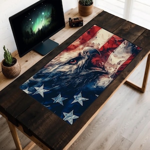United We Fly Desk Mat, American Flag Desk Pad, America Desk Topper, Eagle Mousepad, Red White and Blue Laptop Mat, USA, Proud American