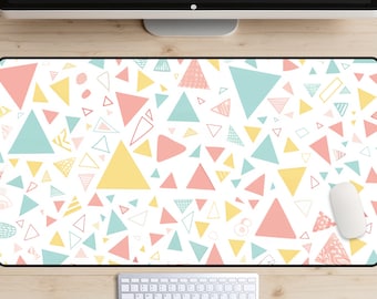 Fun With Triangles Desk Mat, Abstract Pattern Desk Pad, Trendy Workspace, Cute Desk Topper, Boho Teacher Laptop Mat, Minimalist Mousepad