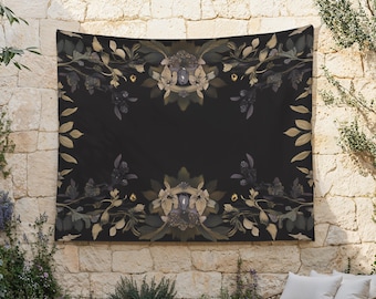 Hidden Crystals Tapestry, Secret Prisms Wall Hanging, Medieval Castle Wall Decor, Cottagecore Wall Cloth, Dark Academia Background Cloth