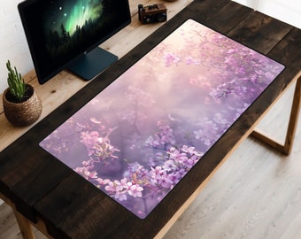 Cherry Blossom Branches Desk Mat, Floral Desk Mat, Flowers Desk Pad, Sunbeam Play Mat, Zen Office Decor, Nature Mouse Pad, Plant Lover, Pink