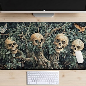 Edle Schreibtischunterlage, makabere Schädel, Schreibtischunterlage, Gothik, Gothik, Mandala, Mittelalter, Burg, Schreibtischunterlage, Laptop Matte, Schreibtischunterlage,