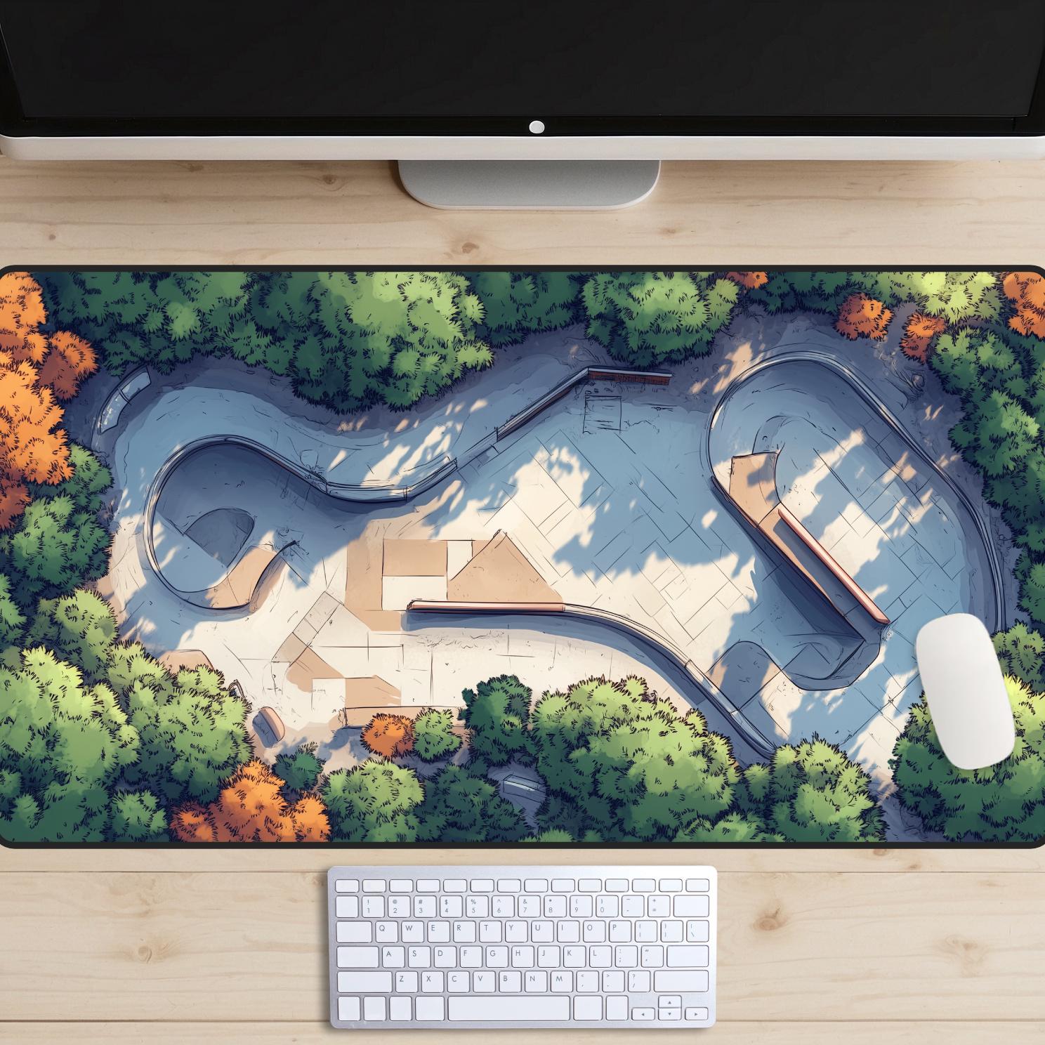 Skatepark Desk Mat, Skateboard Park Desk Pad, Skater Mousepad, BMX Park Desk Topper, Extreme Sports Laptop Mat, Skater Gift, Gaming Setup