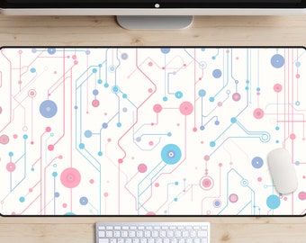 Cute Circuit Board Desk Mat, STEM Deskmat, Science Lover Mousepad, Data Science Gift, Computer Scientist Laptop Mat, Kawaii Play Mat, Soft