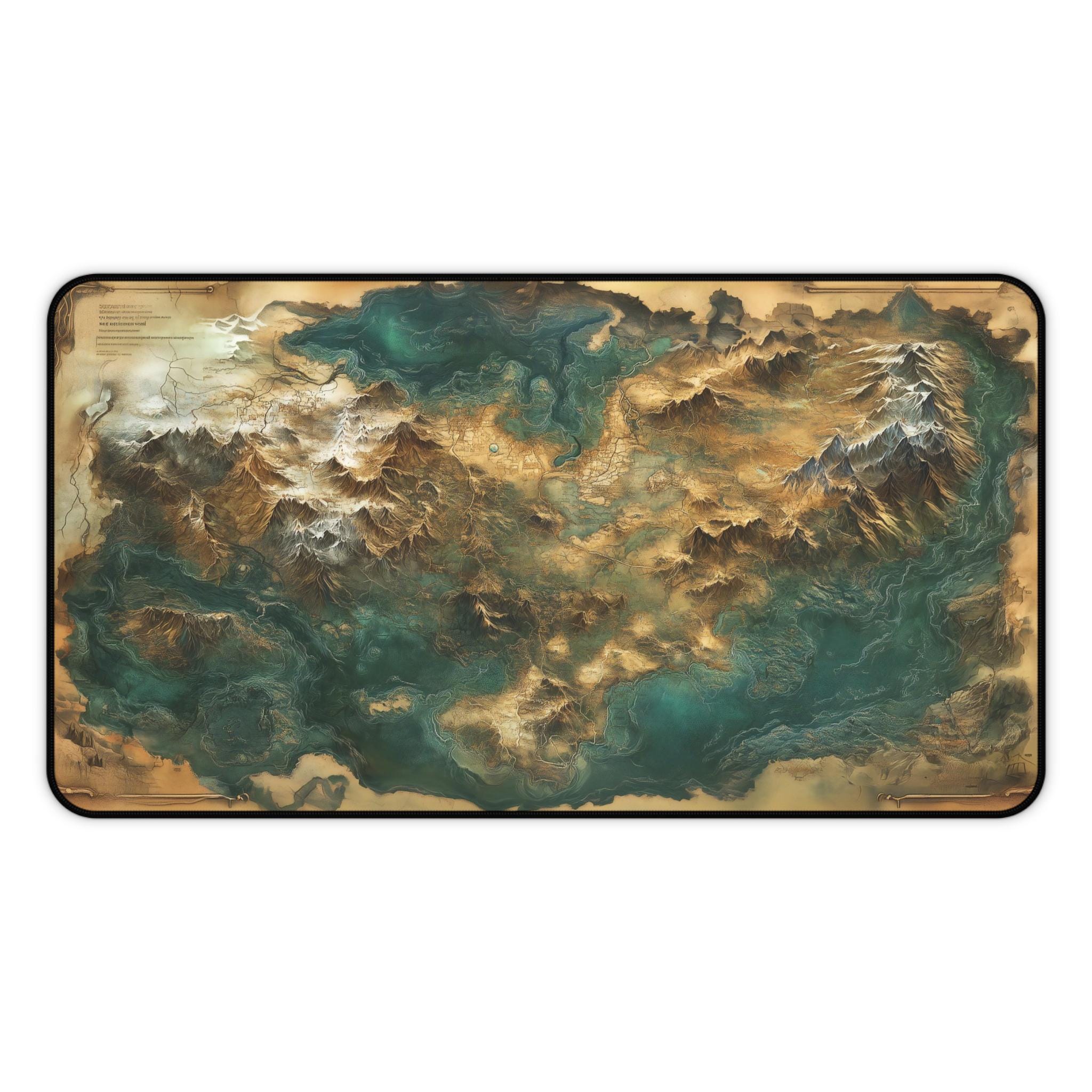 World Building Map Desk Mat, Fantasy Continent Desk Pad, Video Game Map ...
