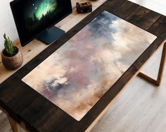 Abstract Pink Earth Tones Desk Mat, Blue and Beige Desk Topper, Minimalist Desk Pad, Classic Mousepad, Professional Office Desk Decor