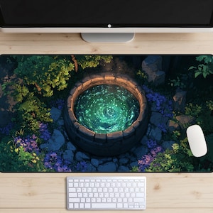 Tapete de mesa Woodland Witch's Cauldron, Tapete de mesa Magical Woods, Topper de mesa Witch's Brew, Mousepad de criação de poções, Fantasia mágica, Feiticeira