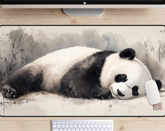 Sovande panda skrivbordsmatta, pandabjörn musmatta, söt panda skrivbordsmatta, sömnig björn skrivbordstoppare, kawaii laptopmatta, djurälskare present, fridfull