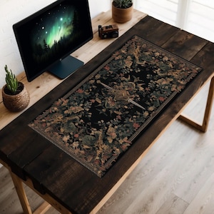 Hidden Dagger Tapestry Desk Mat, Assassin's Blade Desk Pad, Medieval Castle Decor Desk Topper, Cottagecore, Dark Academia Mousepad, Rogue