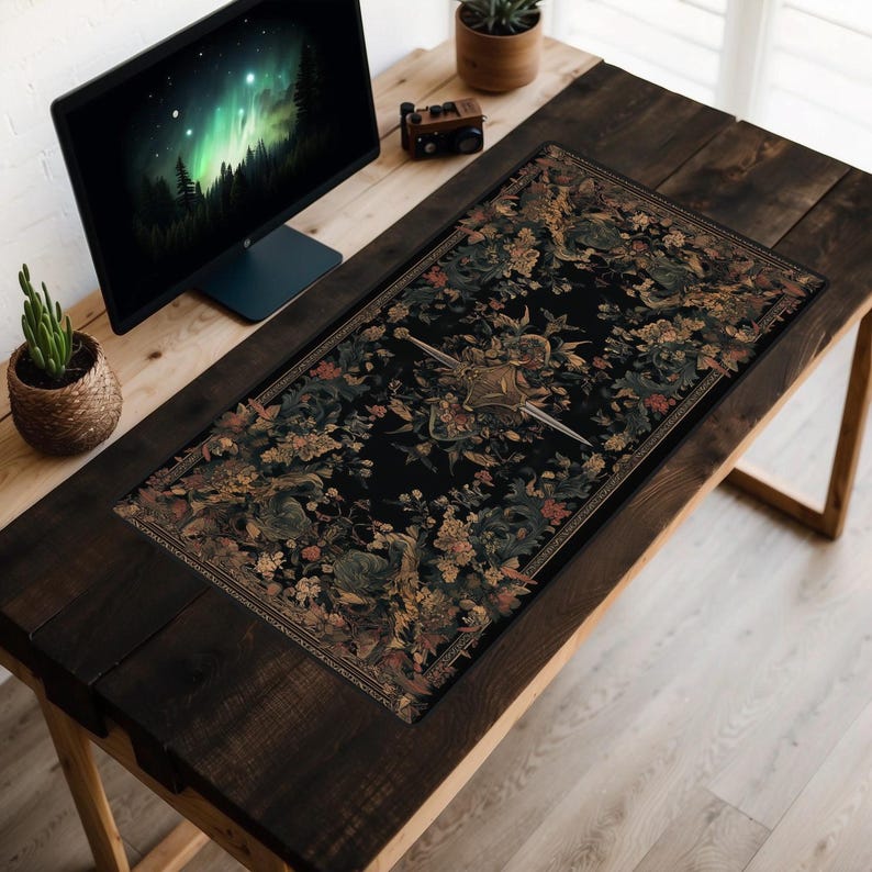Hidden Dagger Tapestry Desk Mat, Assassin's Blade Desk Pad, Medieval Castle Decor Desk Topper, Cottagecore, Dark Academia Mousepad, Rogue