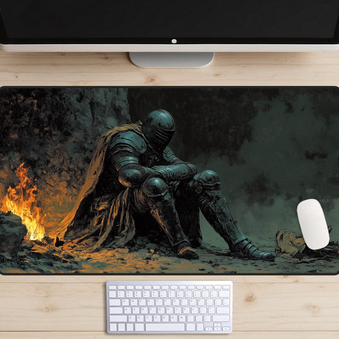 Knight Grad Topper Dark Fantasy Knight Desk Mat, Grim Dark Warrior Desk Topper, MTG Play ...