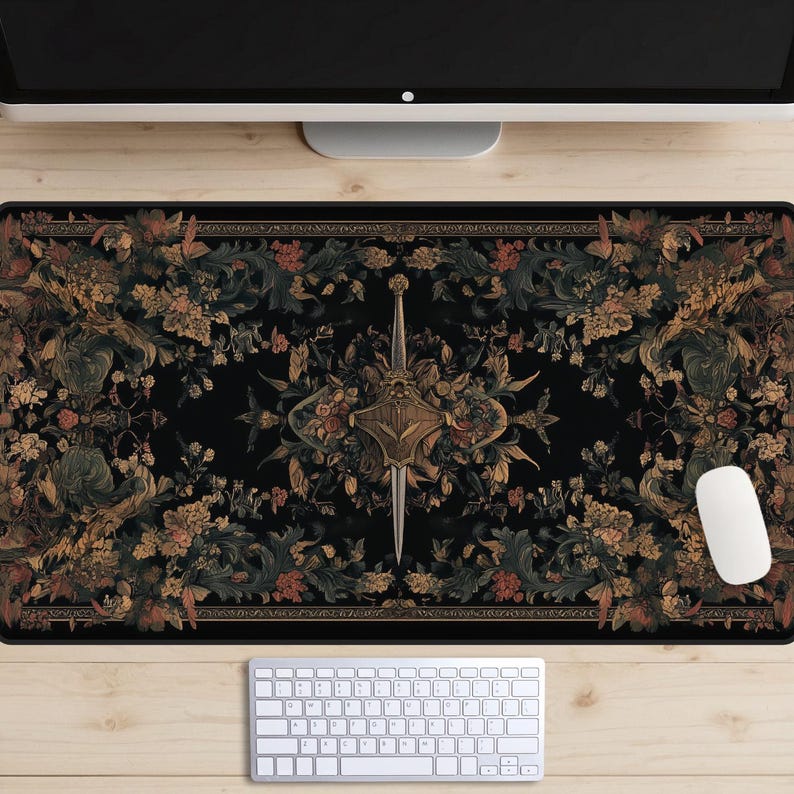 Hidden Dagger Tapestry Desk Mat, Assassin's Blade Desk Pad, Medieval Castle Decor Desk Topper, Cottagecore, Dark Academia Mousepad, Rogue