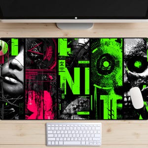 Grindcore Desk Mat, Future Industrial Desk Pad, Cyberpunk Desk Topper, Hardcore Mousepad, Metal Head Laptop Mat, Death Metal Desk Decor