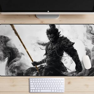 Tappetino da scrivania Cloud Step Wukong, tappetino da scrivania Black Mist Wukong, tappetino per mouse Sun Wukong, copri scrivania Monkey King, tappetino per laptop Taoist Warrior, bastone dorato