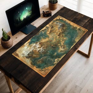 Tapete de mesa com mapa de construção mundial, tapete de mesa com continente de fantasia, capa de mesa com mapa de videogame, mousepad Over World, estética vintage, cartografia