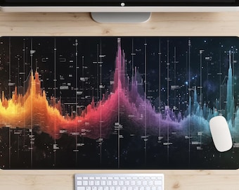 Visual Sound Waves Desk Mat, Soundwaves EQ Desk Pad, Audio Visualizer Desk Topper, Music Graphic Mousepad, Equalizer Sample Workstation