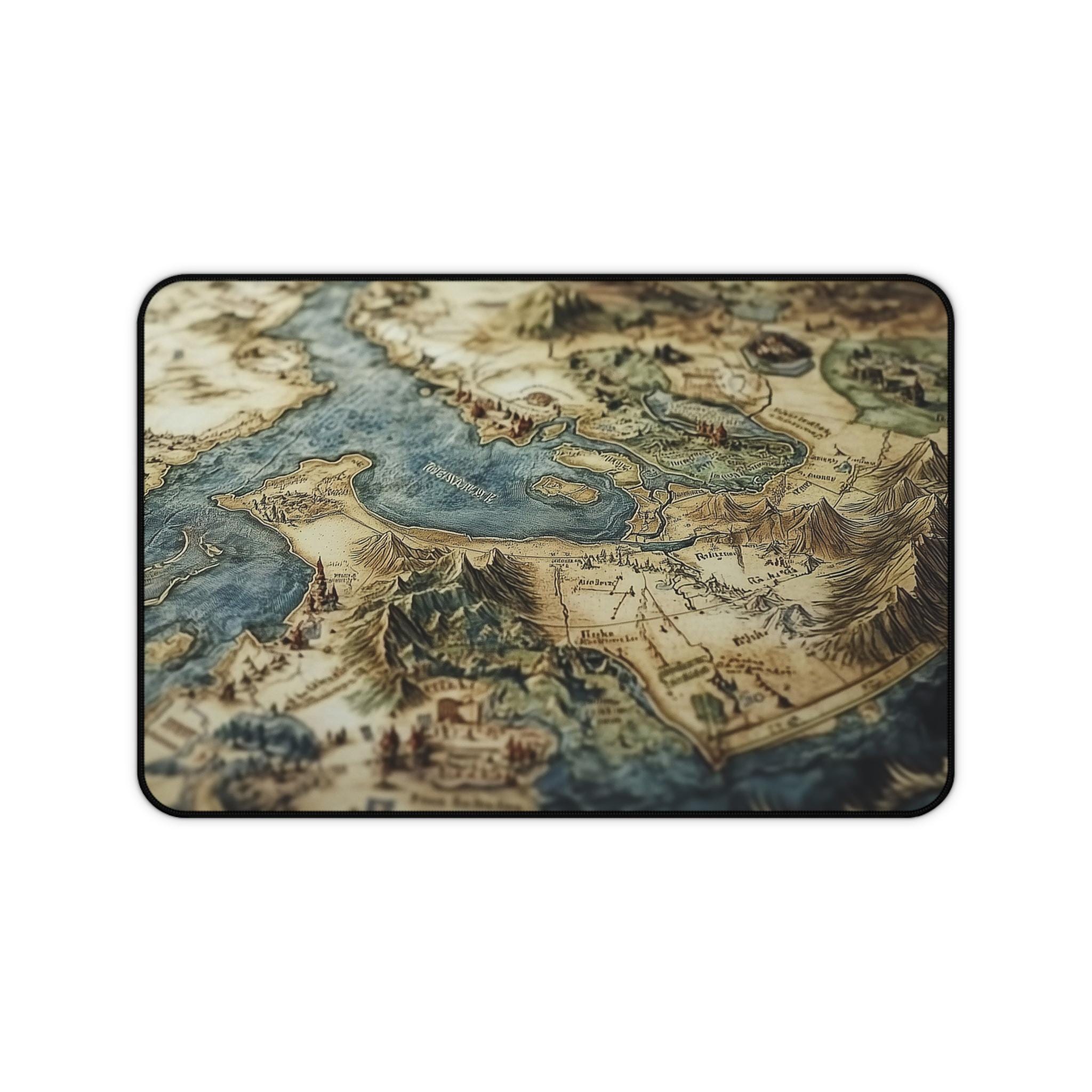 Detailed Fantasy World Map Desk Mat, Overworld Desk Pad, Adventure Desk ...